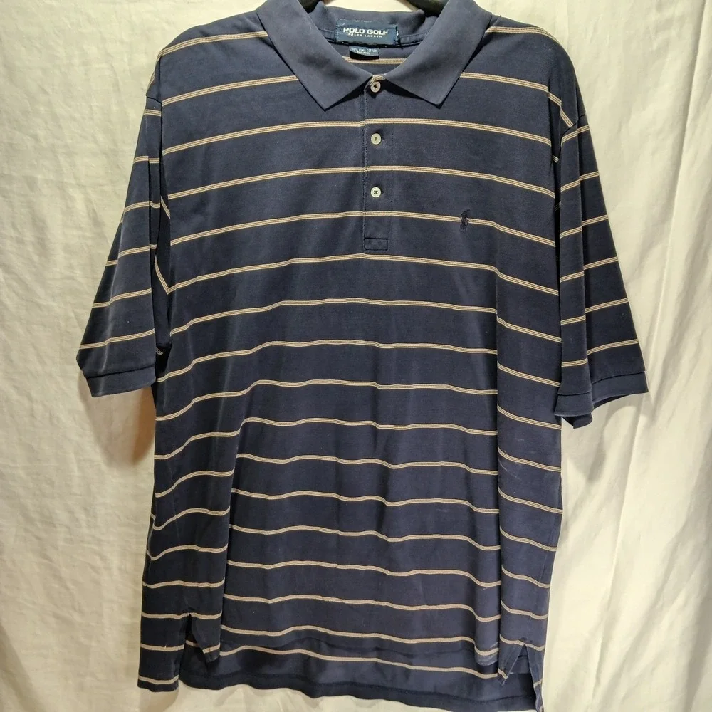 Men's XL Polo Golf‎ Ralph Lauren. Navy And Gold. 100% Pima Cotton.